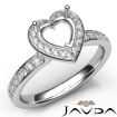 Diamond Engagement Halo Pave Setting Heart Semi Mount Ring 14k White Gold 0.45Ct - javda.com 