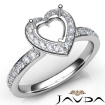 Diamond Engagement Halo Pave Setting Heart Semi Mount Ring Platinum 950 0.75Ct - javda.com 