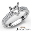 U Shape Prong Setting Diamond Engagement Heart Semi Mount Ring Platinum 0.5Ct