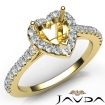 Diamond Engagement Heart Semi Mount Shared Prong Setting Ring 14k Yellow Gold 0.8Ct - javda.com 
