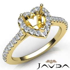 Diamond Engagement Heart Semi Mount Shared Prong Setting Ring 14k Gold Yellow  (0.5Ct. tw.)