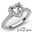 Diamond Engagement Heart Semi Mount Shared Prong Setting Ring Platinum 950 0.8Ct - javda.com 