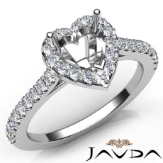 Diamond Engagement Heart Semi Mount Shared Prong Setting Ring 14K W Gold 0.50Ct