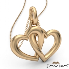 Interlocking Gold Two Heart Pendant 18 Inch Chain In 14k Yellow Gold 3.1 Gram