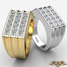 Princess Cut Men Diamond Ring Fashion Band 14k Gold Yellow (2.25Ct. tw.)