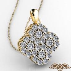Flower Cluster Round Diamond Fashion Pendant Necklace 14k Gold Yellow  (0.25Ct. tw.)