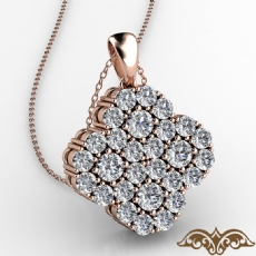 Flower Cluster Round Diamond Fashion Pendant Necklace 14k Rose Gold  (0.25Ct. tw.)