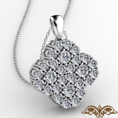 Flower Cluster Round Diamond Fashion Pendant Necklace 14k White Gold 0.25 Ct.