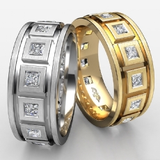 Box Style Men's Matte Finish Diamond Eternity Wedding Band 14k White Gold 1.40Ct