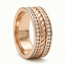 Rope Design Channel Men's Diamond Eternity Wedding Band 18k Rose Gold  (1.75Ct. tw.)