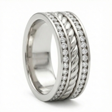 Rope Design Channel Men's Diamond Eternity Wedding Band Platinum 950  (1.75Ct. tw.)