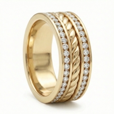 Rope Design Channel Men's Diamond Eternity Wedding Band 14k Gold Yellow  (1.75Ct. tw.)