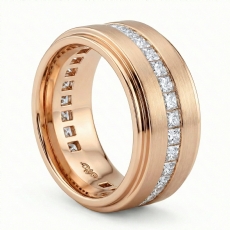 Channel Princess Diamond Eternity Men's Wedding Band in 18k Rose Gold (1.7Ct. tw.)