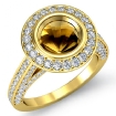 Diamond Engagement Ring Round Semi Mount Bezel 14k Yellow Gold 1.7Ct - javda.com 