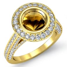 Diamond Engagement Ring Round Semi Mount Bezel 18k Gold Yellow  (1.7Ct. tw.)