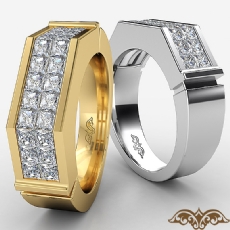 1.60 Ct Princess Diamond Man Wedding Ring 14k White Gold