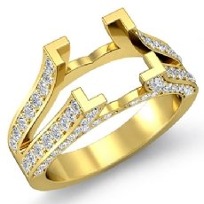 Diamond Princess Semi Mount Engagement Split Shank Ring Setting 18k Gold Yellow (1Ct. tw.)