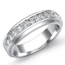 Men's Channel Set Round Diamond Half Wedding Band in Platinum 950  (0.7Ct. tw.)