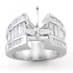 2.7Ct Princess Baguette Side Diamond Engagement Setting Ring 18k White Gold Semi Mount - javda.com 