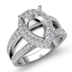 0.7Ct Diamond Engagement Halo Pave Setting Ring Pear Semi Mount 18k White Gold - javda.com 