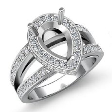 0.70 Ct Diamond Engagement Halo Pave Setting Ring Pear Semi Mount 14K White Gold