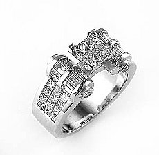2.60 Ct. Princess & Baguette Diamond Wedding Anniversary Ring
