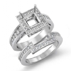 1.4Ct Diamond Engagement Bridal Setting Ring Platinum 950 Princess Semi Mount - javda.com 