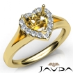 Diamond Engagement Heart Semi Mount 18k Yellow Gold Halo Pave Setting Ring 0.2Ct - javda.com 