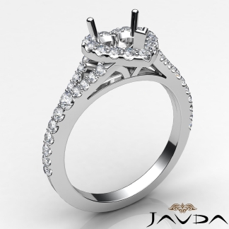 Diamond Engagement 18k Gold White Halo Pave Setting Heart Semi Mount Ring 0.5Ct