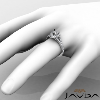 Diamond Engagement 18k Gold White Halo Pave Setting Heart Semi Mount Ring 0.5Ct