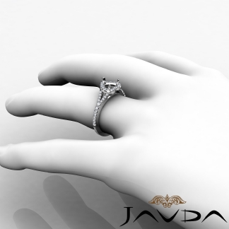 Diamond Engagement 18k Gold White Halo Pave Setting Heart Semi Mount Ring 0.5Ct