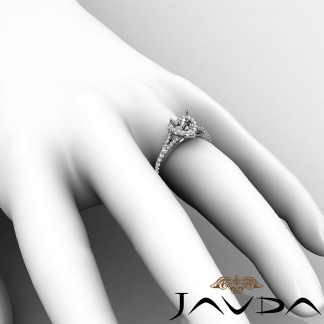 Diamond Engagement 18k Gold White Halo Pave Setting Heart Semi Mount Ring 0.5Ct