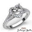 Diamond Engagement Platinum 950 Halo Pave Setting Heart Semi Mount Ring 0.5Ct - javda.com 