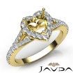 Diamond Engagement 14k Yellow Gold Halo Pave Setting Heart Semi Mount Ring 0.5Ct - javda.com 