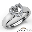 Heart Diamond Engagement Halo Pave Setting Semi Mount Ring 14k White Gold 0.2Ct - javda.com 