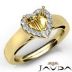 Heart Diamond Engagement Halo Pave Setting Semi Mount Ring 18k Yellow Gold 0.2Ct - javda.com 