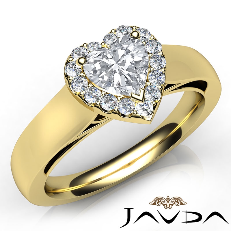 Halo Cathedral Wide Shank diamond Ring 14k Gold Yellow