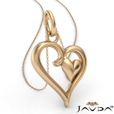 Gold Two Heart Pendant Necklace In 14k Yellow Gold 3.9 Gram 18 Inch Rolo Chain