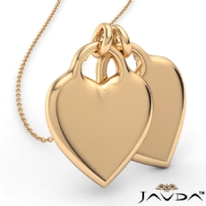 Double Heart Charm Pendant Necklace 14k Yellow Gold 6 Gram 18 Inch Rolo Chain