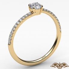 4 Prong French Cut Pave Sleek diamond Ring 14k Gold Yellow