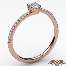 4 Prong French Cut Pave Sleek diamond Ring 18k Rose Gold