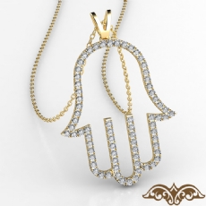 Hamsa Hand Women's Diamond Pendant Necklace 14k Gold Yellow 18 Inch Chain  (0.35Ct. tw.)