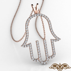 Hamsa Hand Women's Diamond Pendant Necklace 14k Rose Gold 18 Inch Chain  (0.35Ct. tw.)