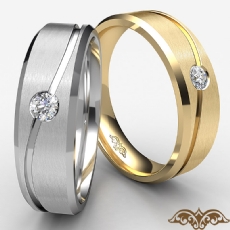 Curve Design Men's Round Diamond Half Wedding Band 14k Gold Yellow  (0.1Ct. tw.)