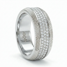Comfort Fit Diamond Cuts Mens Eternity Wedding Band in 14k White Gold 1.2Ct
