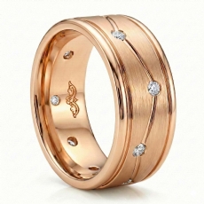 Zig-Zag Matte Bezel Round Diamond Eternity Men's Wedding Band 18k Rose Gold  (0.3Ct. tw.)