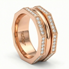 Hexagonal Style Round Diamond Eternity Mens Wedding Band 18k Rose Gold  (0.8Ct. tw.)
