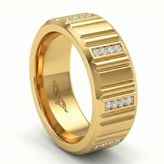 Vertical Cuts Round Diamond Eternity Men's Wedding Band 14k Gold Yellow  (0.25Ct. tw.)