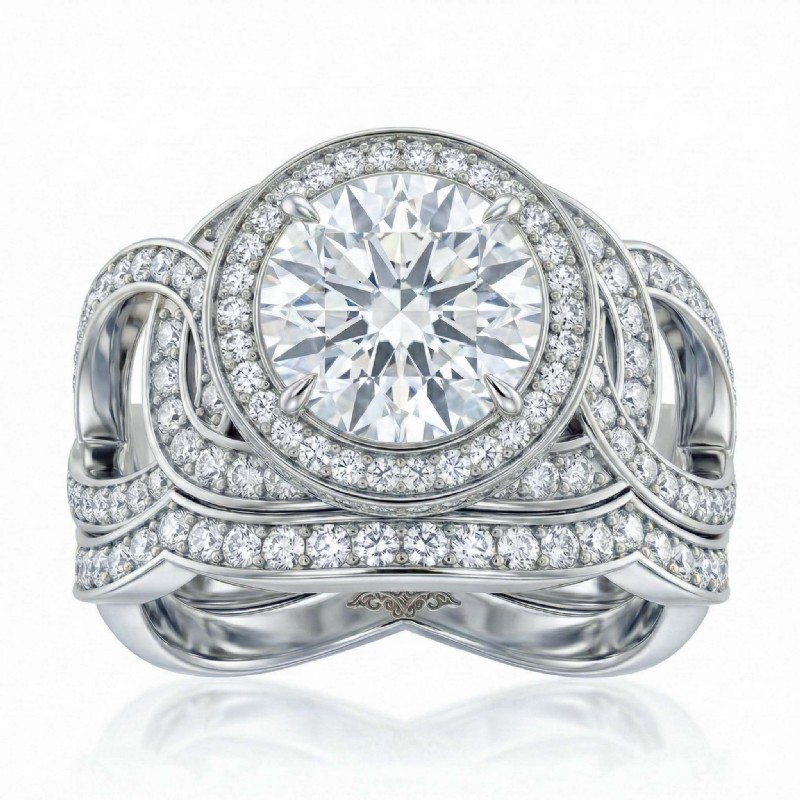 Twisted Halo Bridal Set diamond Hot Deals 14k Gold White