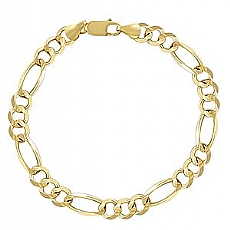 14k Yellow Gold Men Solid Figaro Bracelet (6.8mm.,8.50